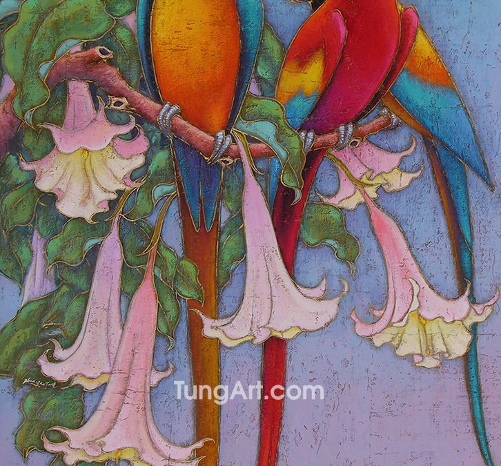 B-12 Macaws with Angel’s Trumpets